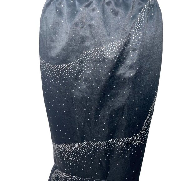 Custom Made Vintage Midi Sparkle Mermaid Skirt Size Large Black Glitter - Picture 2 of 7